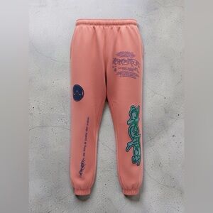 Pink Graphic Jogger Sweatpants with Green Accents